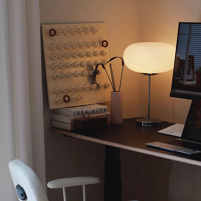 Modern White Glass Table Lamp for Bedroom & Living Room