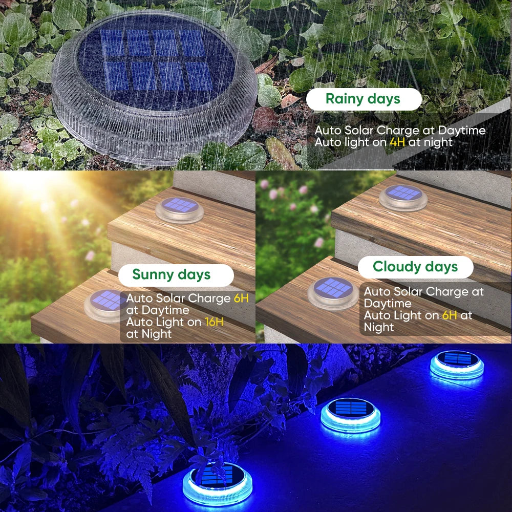 Solar Deck and Driveway Lights - Waterproof LED Stick-On (6-Pack)