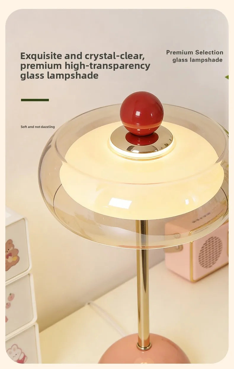 Retro Mushroom LED Table Lamp - Rechargeable Bedside Light