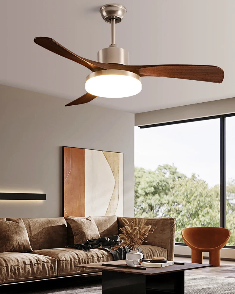 Ventilador de techo moderno de CC con luz LED y control remoto