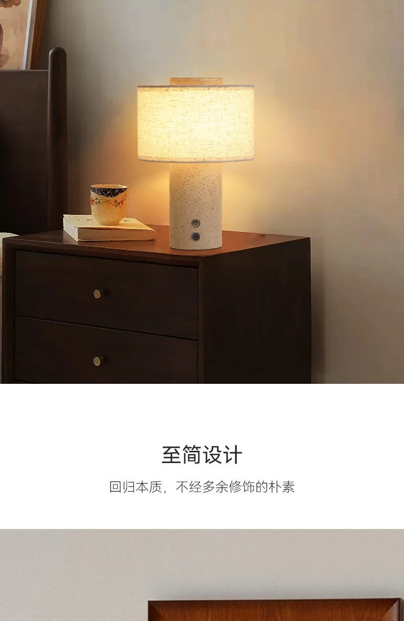 Modern Marble Table Lamp - Nordic Travertine Bedside Light