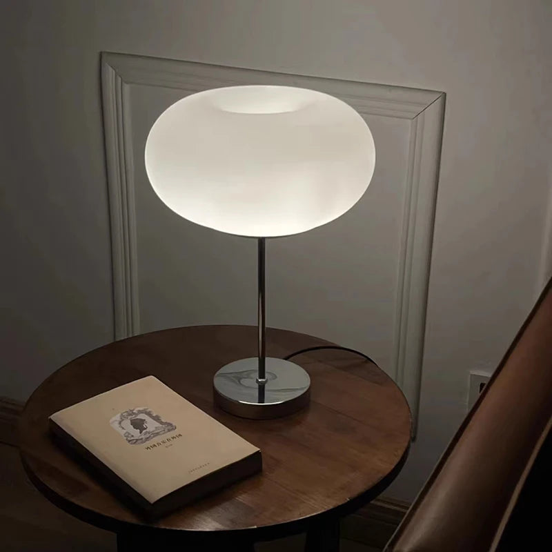 Modern White Glass Table Lamp for Bedroom & Living Room