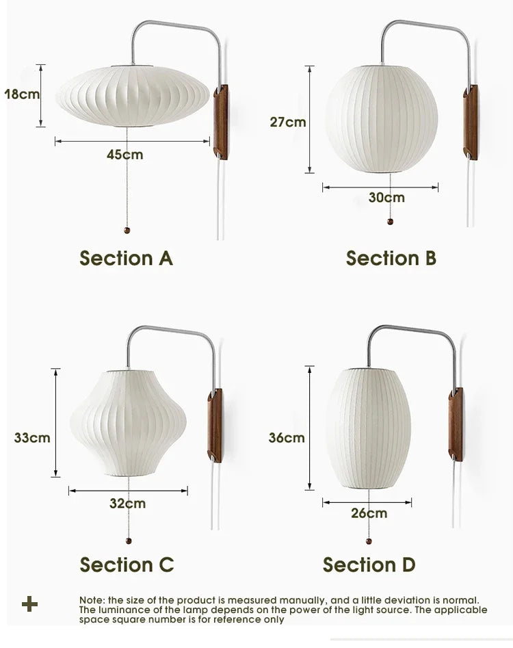 Wabi-Sabi Silk & Wood Wall Lamp – Japanese Style Sconce