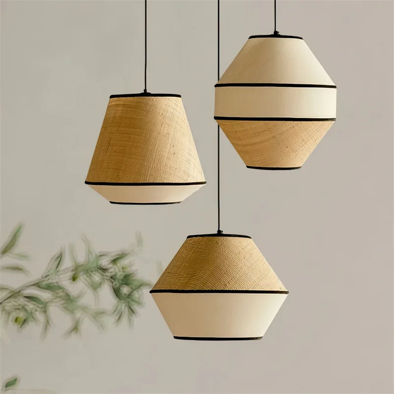 Wabi-Sabi Japanese Fabric Pendant Light - Bedroom & Restaurant