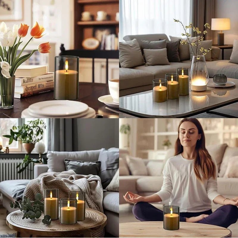 Acrylic Glass Battery Powered LED Flameless Candles - Hans Lumiere