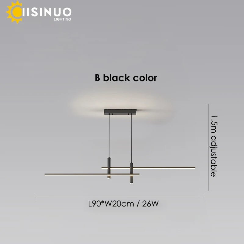Adjustable Black/Gold Linear Hanging LED Pendant Light - Hans Lumiere