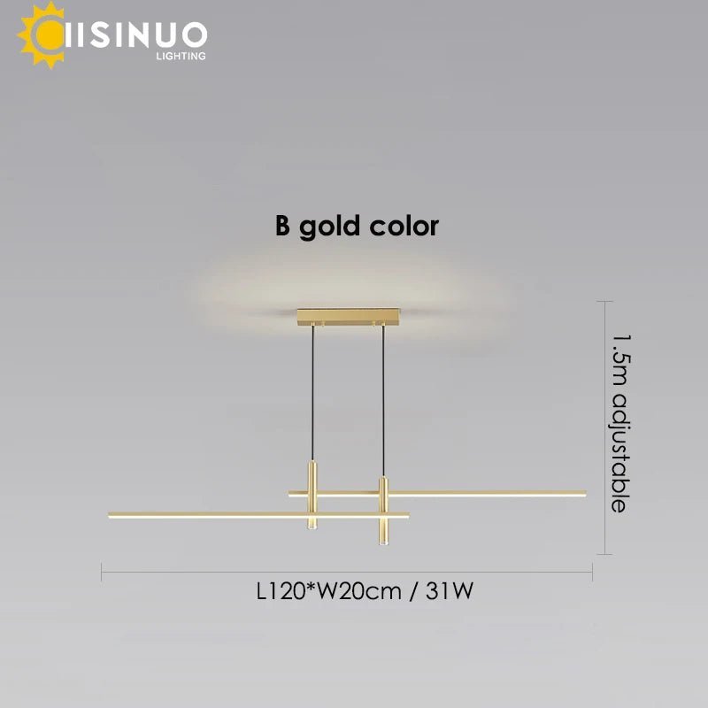 Adjustable Black/Gold Linear Hanging LED Pendant Light - Hans Lumiere