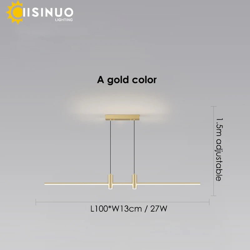 Adjustable Black/Gold Linear Hanging LED Pendant Light - Hans Lumiere
