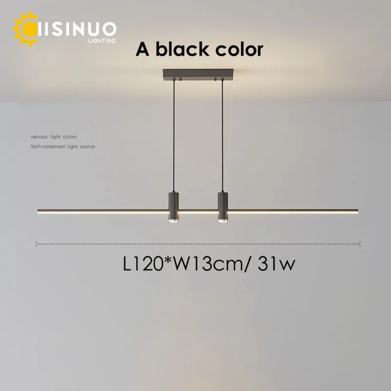 Adjustable Black/Gold Linear Hanging LED Pendant Light - Hans Lumiere