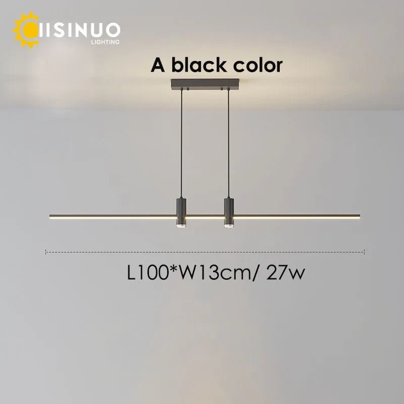 Adjustable Black/Gold Linear Hanging LED Pendant Light - Hans Lumiere