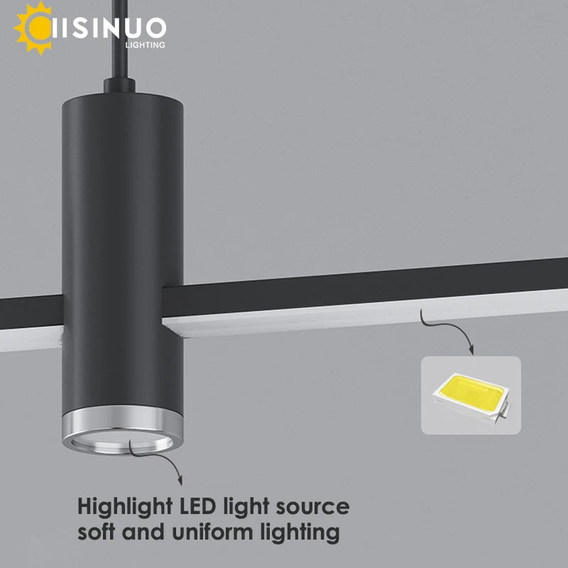 Adjustable Black/Gold Linear Hanging LED Pendant Light - Hans Lumiere