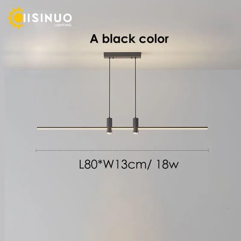 Adjustable Black/Gold Linear Hanging LED Pendant Light - Hans Lumiere