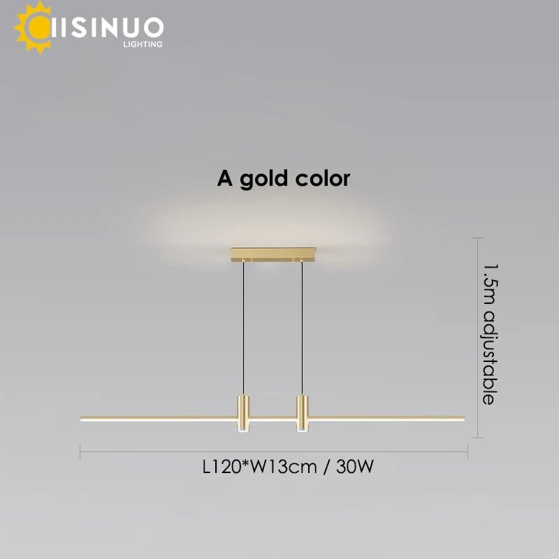 Adjustable Black/Gold Linear Hanging LED Pendant Light - Hans Lumiere