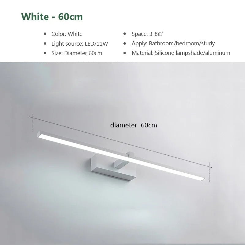 Aluminum Bathroom Bath Mirror Line LED Lamp - Hans Lumiere