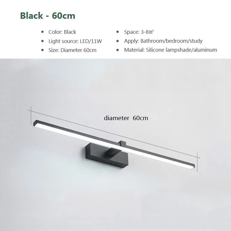 Aluminum Bathroom Bath Mirror Line LED Lamp - Hans Lumiere