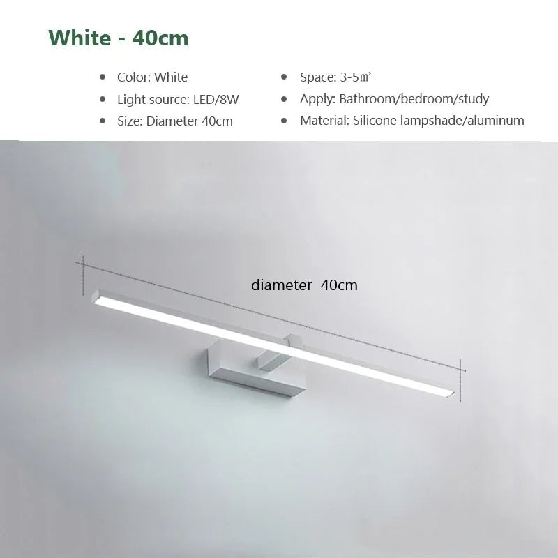 Aluminum Bathroom Bath Mirror Line LED Lamp - Hans Lumiere