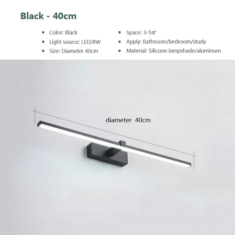Aluminum Bathroom Bath Mirror Line LED Lamp - Hans Lumiere