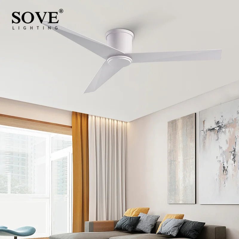 Aluminum Blade White Black Ceiling Fan With Remote Control - Hans Lumiere