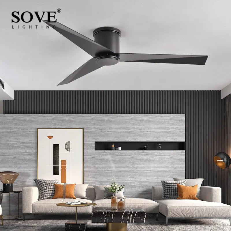 Aluminum Blade White Black Ceiling Fan With Remote Control - Hans Lumiere