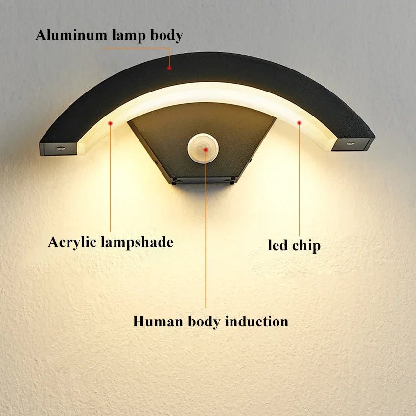 Aluminum Waterproof LED Wall Light With Motion Sensor - Hans Lumiere