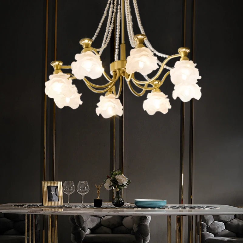 American-Style Copper and Glass LED Chandelier for Living Room and Dining Room - Hans Lumiere