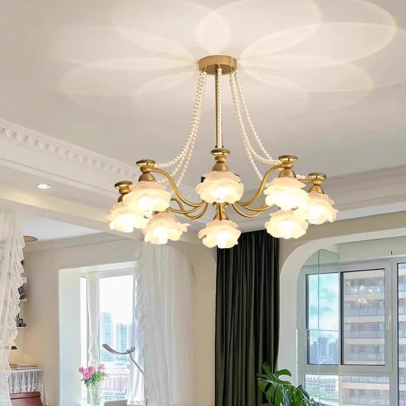 American-Style Copper and Glass LED Chandelier for Living Room and Dining Room - Hans Lumiere