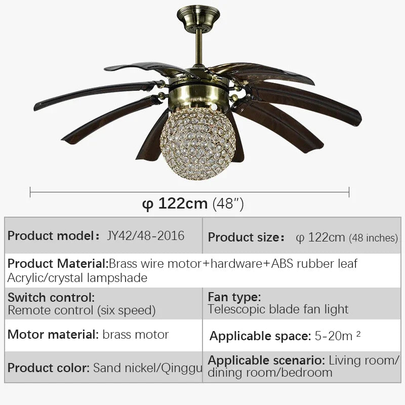 American Vintage LED Ceiling Fan Light With Remote Control - Hans Lumiere