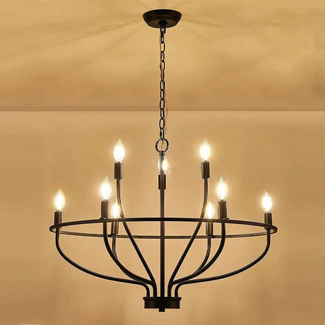 American Vintage Luxury Round Candle Iron Ceiling Chandelier - Hans Lumiere