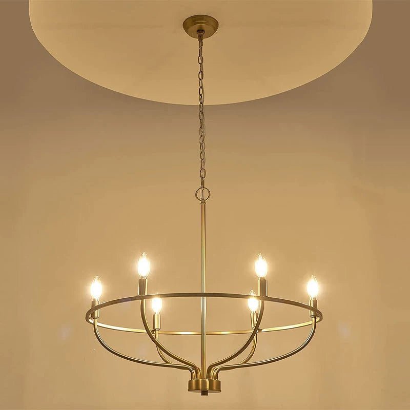 American Vintage Luxury Round Candle Iron Ceiling Chandelier - Hans Lumiere
