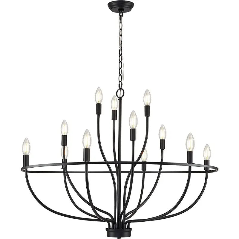 American Vintage Luxury Round Candle Iron Ceiling Chandelier - Hans Lumiere