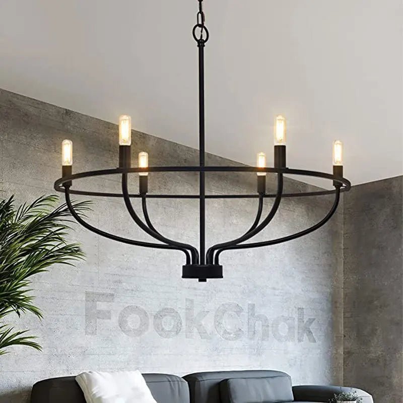 American Vintage Luxury Round Candle Iron Ceiling Chandelier - Hans Lumiere