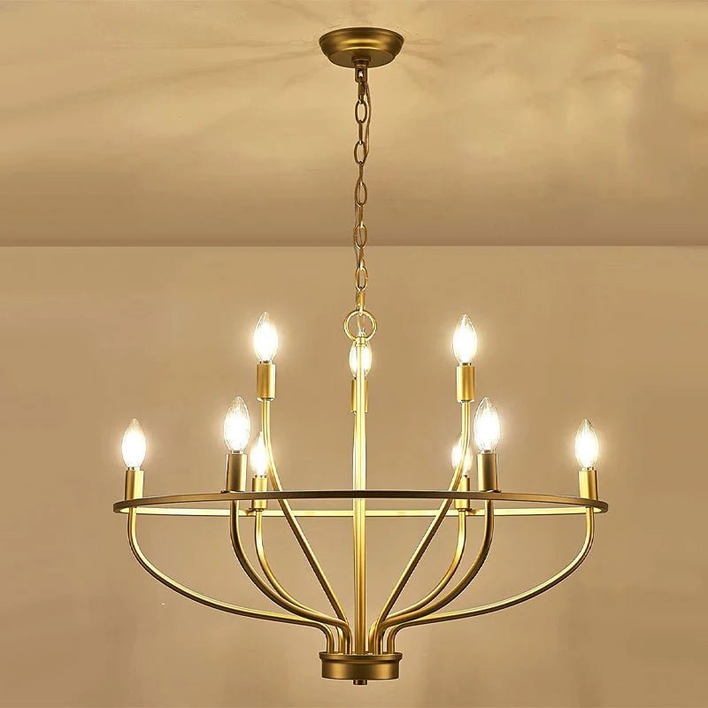 American Vintage Luxury Round Candle Iron Ceiling Chandelier - Hans Lumiere