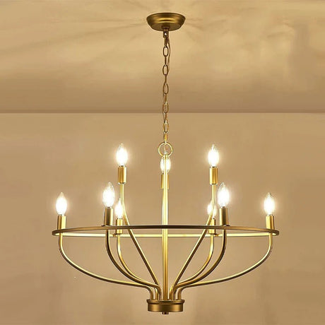 American Vintage Luxury Round Candle Iron Ceiling Chandelier - Hans Lumiere