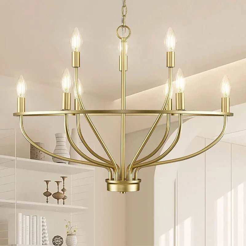 American Vintage Luxury Round Candle Iron Ceiling Chandelier - Hans Lumiere