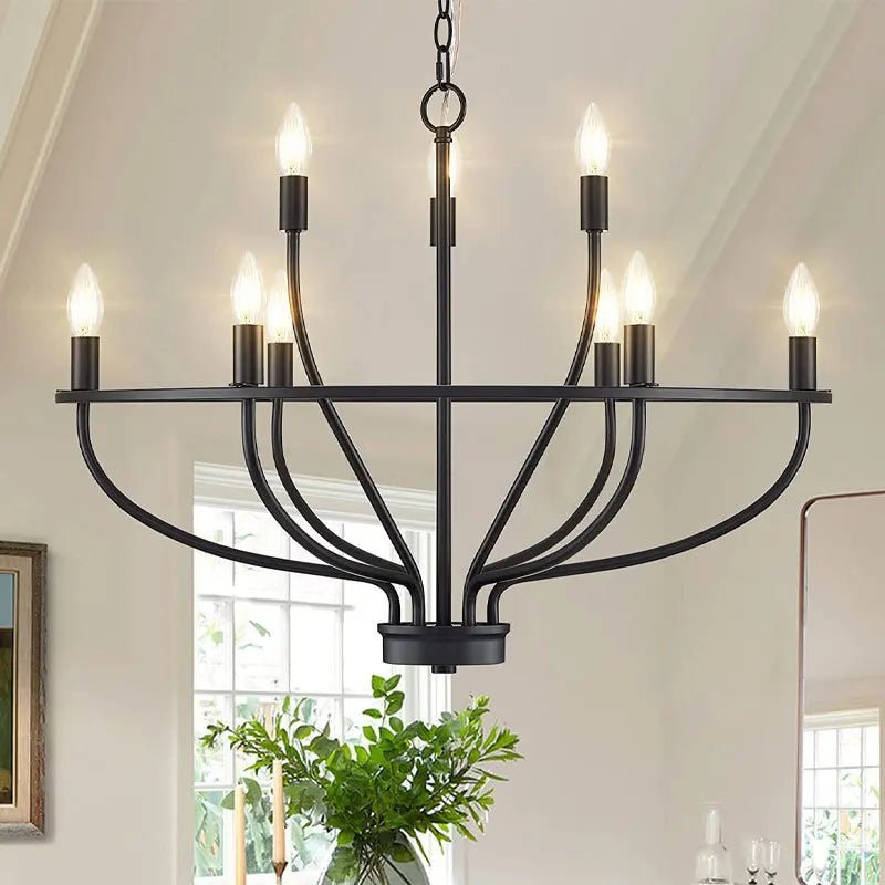 American Vintage Luxury Round Candle Iron Ceiling Chandelier - Hans Lumiere