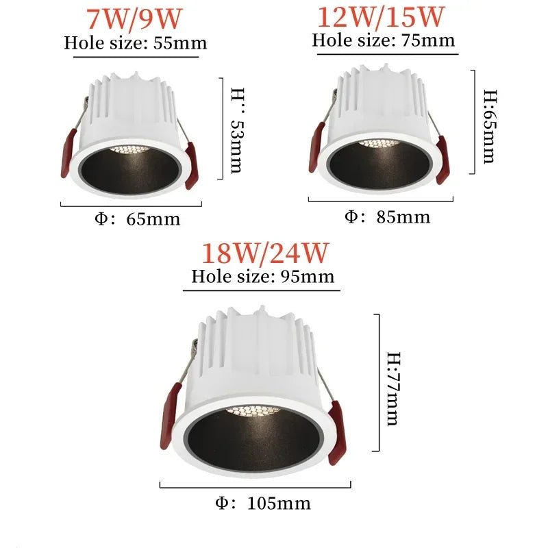 Anti Glare Embedded Dimmable Ceiling LED Downlight Spotlight - Hans Lumiere