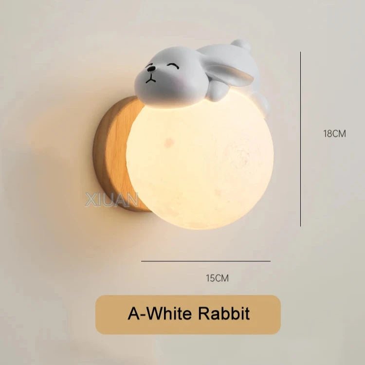 Cartoon Bear On Moon Wall Lamp - Hans Lumiere