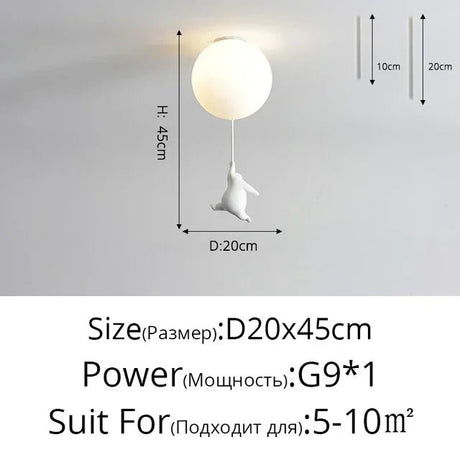 Cartoon Bear Panda Led Chandeliers Balloon Lights - Hans Lumiere