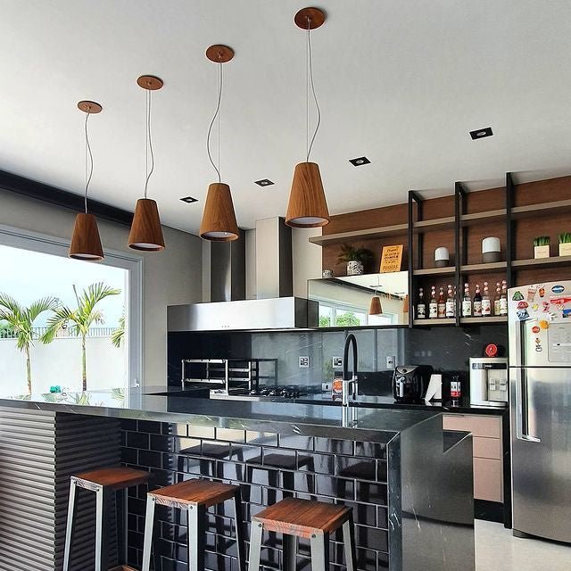 Conical Wood Pendant Light - Hans Lumiere