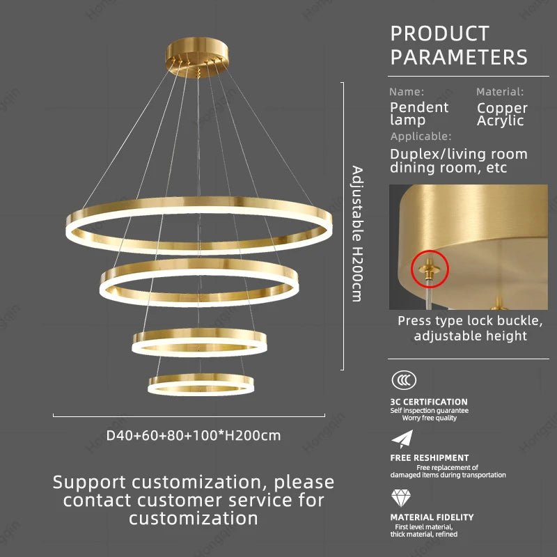 Copper Pendant Light for Kitchen Island and Living Room - Hans Lumiere