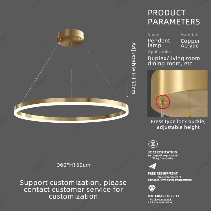 Copper Pendant Light for Kitchen Island and Living Room - Hans Lumiere