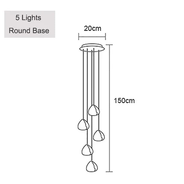 Crystal Ball Staircase Chandelier - Adjustable Cord Pendant Light Fixture - Hans Lumiere