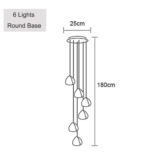 Crystal Ball Staircase Chandelier - Adjustable Cord Pendant Light Fixture - Hans Lumiere
