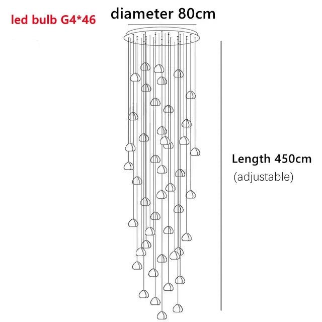 Crystal Ball Staircase Chandelier - Adjustable Cord Pendant Light Fixture - Hans Lumiere