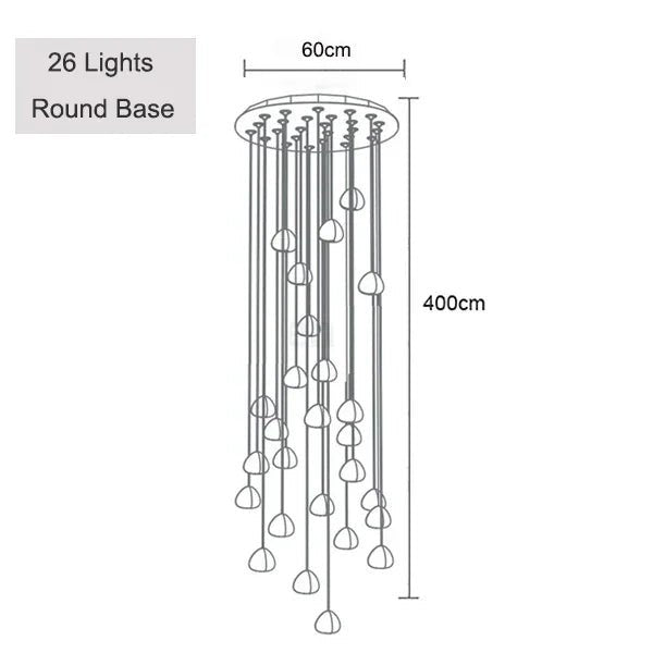 Crystal Ball Staircase Chandelier - Adjustable Cord Pendant Light Fixture - Hans Lumiere