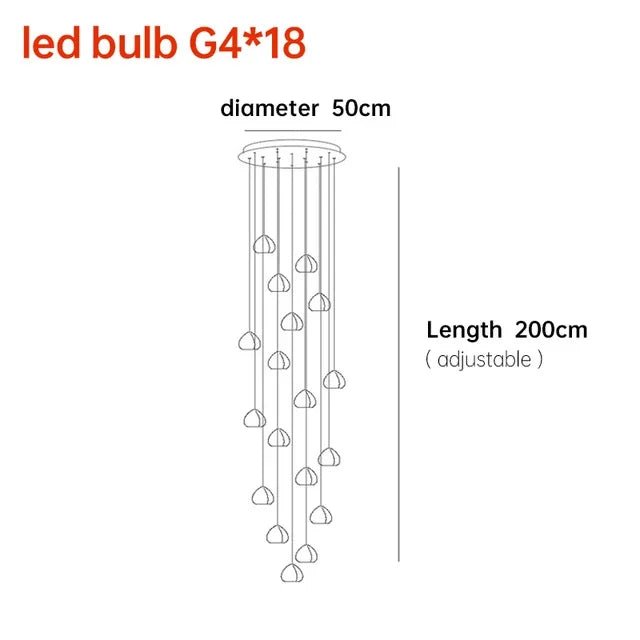 Crystal Ball Staircase Chandelier - Adjustable Cord Pendant Light Fixture - Hans Lumiere