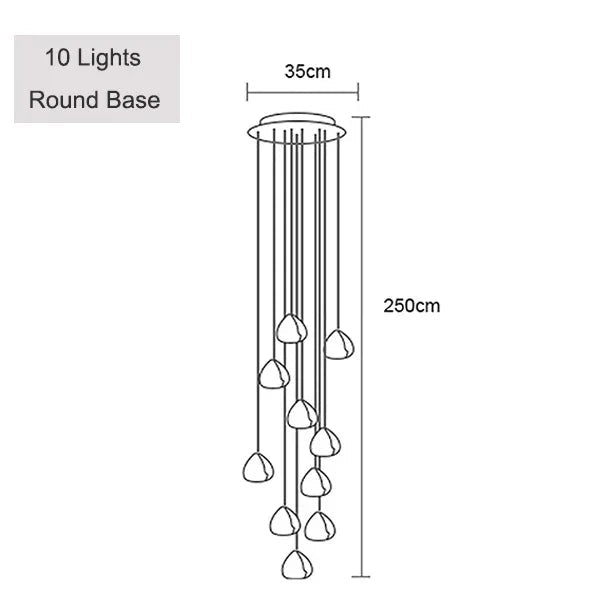 Crystal Ball Staircase Chandelier - Adjustable Cord Pendant Light Fixture - Hans Lumiere