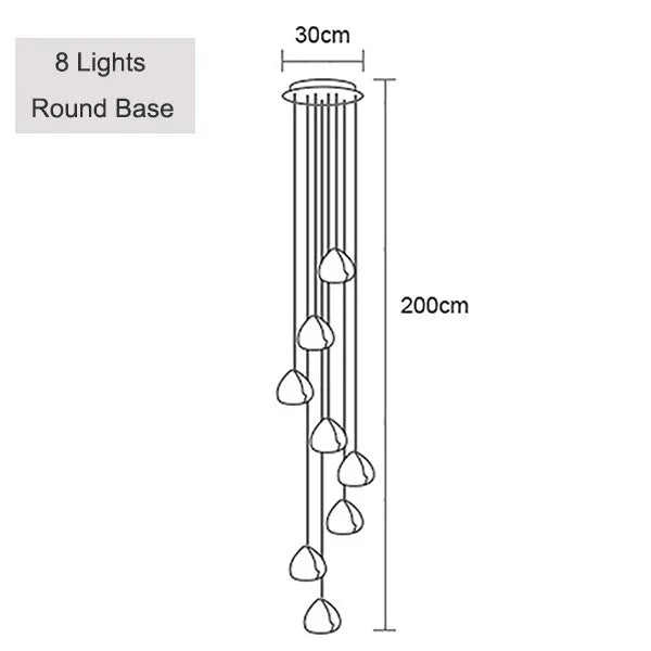 Crystal Ball Staircase Chandelier - Adjustable Cord Pendant Light Fixture - Hans Lumiere
