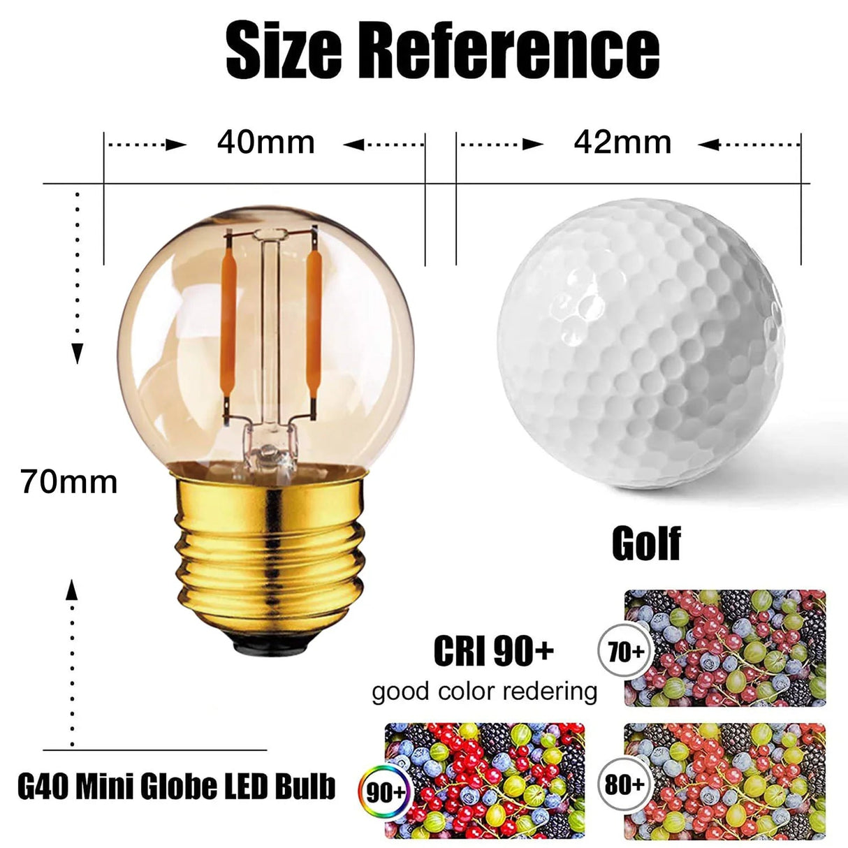 Dimmable Mini Globe LED Bulb G40 1W E26 E27 - Hans Lumiere
