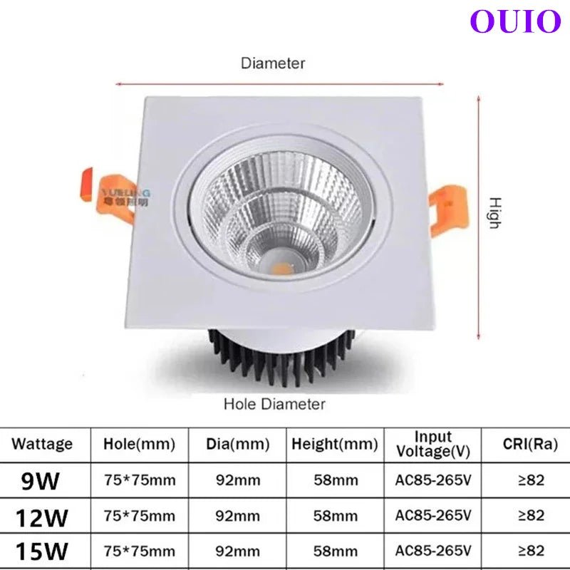Dimmable Recessed Square LED Downlights Spot Lights - Hans Lumiere